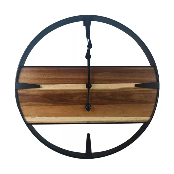 Houten en metalen wandklok (D57 cm) Nya Zwart