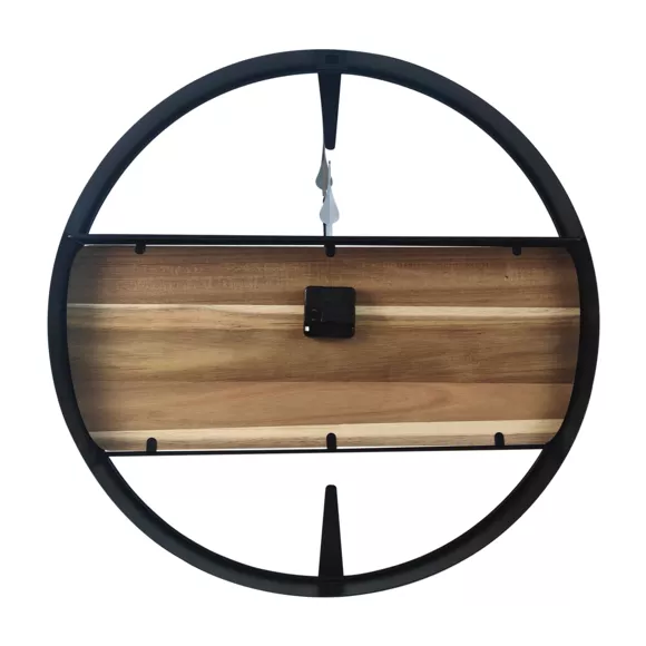 Reloj de pared madera y metal (D57 cm) Nya Negro