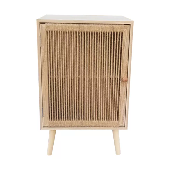 Bijzettafel hout en hennep (H65 cm) Manilla Beige