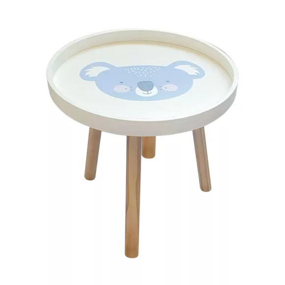 Lage houten kindertafel (D30 cm) Koala Blauw