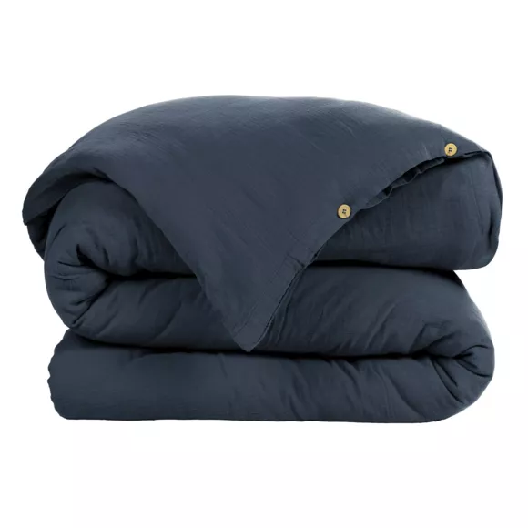 Dekbedovertrek katoengaas (260 cm) Gaïa Nachtblauw 2
