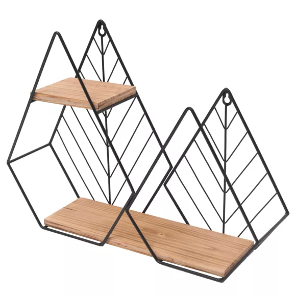 Wandplank van hout en metaal (48 x H36 cm) Urban Loft Zwart