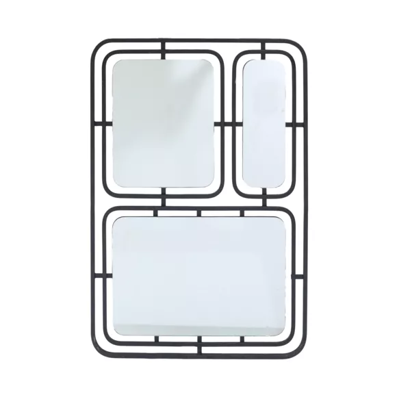 Espejo de pared en metal (H80 cm) Reflejo metálico Negro