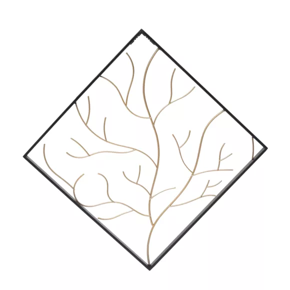 Decoración mural de metal (H49,5 cm) Árbol contemporáneo Negro y dorado