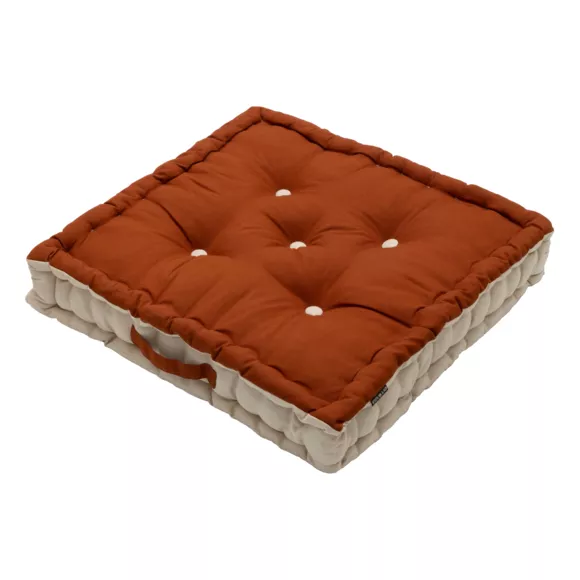 Coussin de sol carré coton (50 x 50 cm) Pixel Bicolore Terracotta / beige