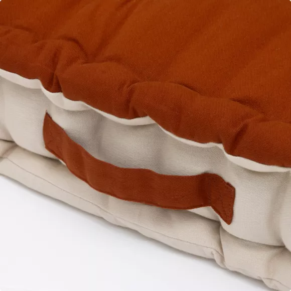 Coussin de sol carré coton (40 x 40 cm) Pixel Bicolore Terracotta / beige