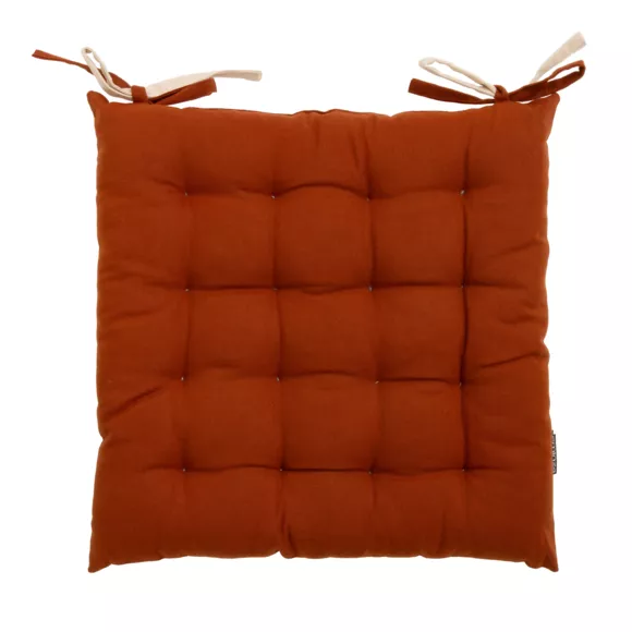 Galette de chaise carrée coton (40 x 40 cm) Pixel Bicolore Terracotta / beige