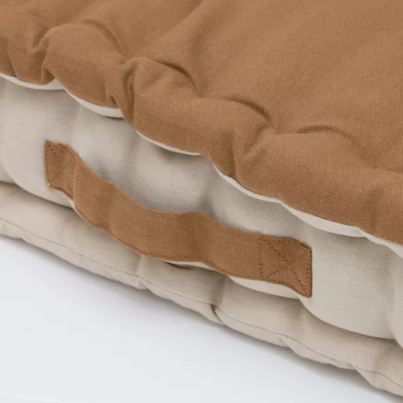Coussin de sol carré coton (50 x 50 cm) Pixel Bicolore Camel / beige