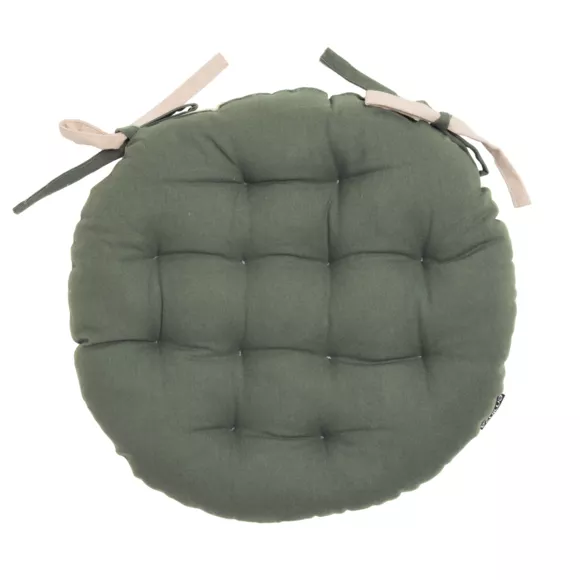 Stoelkussen rond katoen (40 cm) Pixel Tweekleurig Kaki groen / Beige