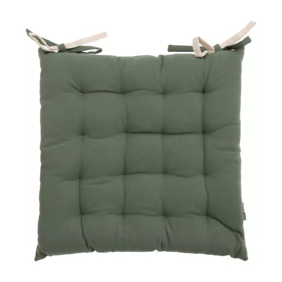 Galette de chaise carrée coton (40 x 40 cm) Pixel Bicolore Vert kaki / beige