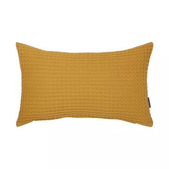 Housse de coussin rectangulaire coton nid d'abeille (30 x 50 cm) Maya Jaune safran