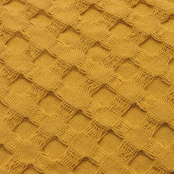 Funda de cojín cuadrado algodón nido de abeja (40 x 40 cm) Maya Amarillo azafrán