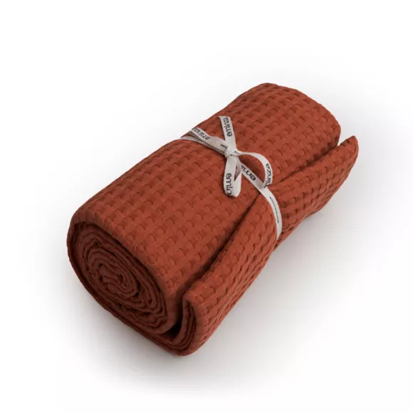 Katoenen honingraat bedsprei (180 x 220 cm) Maya Terracotta
