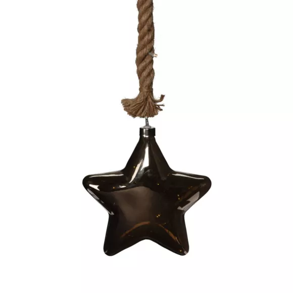 Estrella luminosa funciona con pilas cristal gris ahumado	 Blanco cálido 24 LED