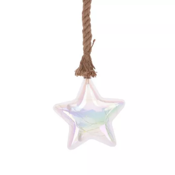 Estrella luminosa cristal brillante a pilas	 Blanco cálido 24 LED