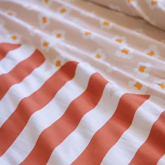 Funda nórdica y funda de almohada infantil de algodón (140 x 200 cm) Fresh popcorn Rojo