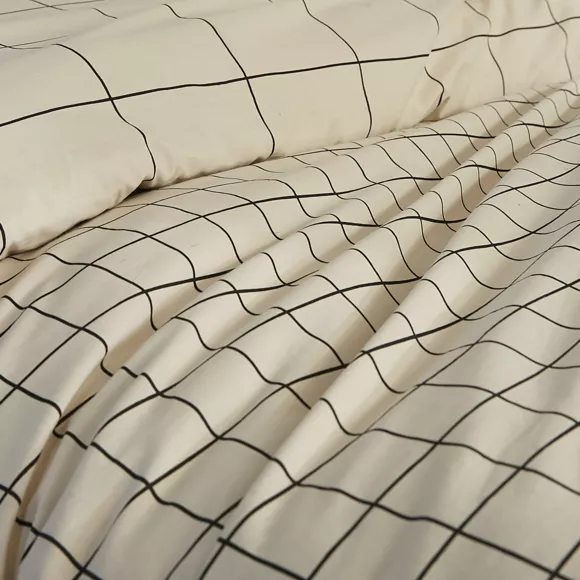 Funda nórdica y dos fundas de almohada de algodón (240 x 220 cm) Carrie Beige