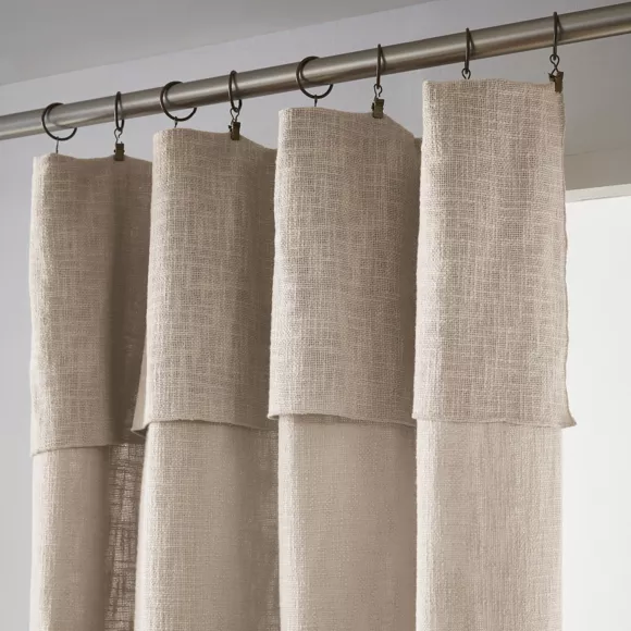 Rideau ajustable + 8 anneaux pince  140 x 270 cm Slub SIXTINE Pampa