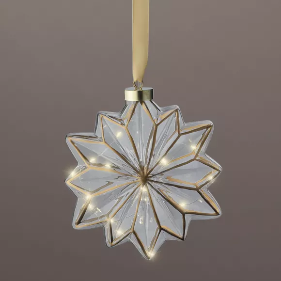 Lichtgevende bloem in glas op batterijen 15 LED (D19 cm) Vintage Goud/warm wit