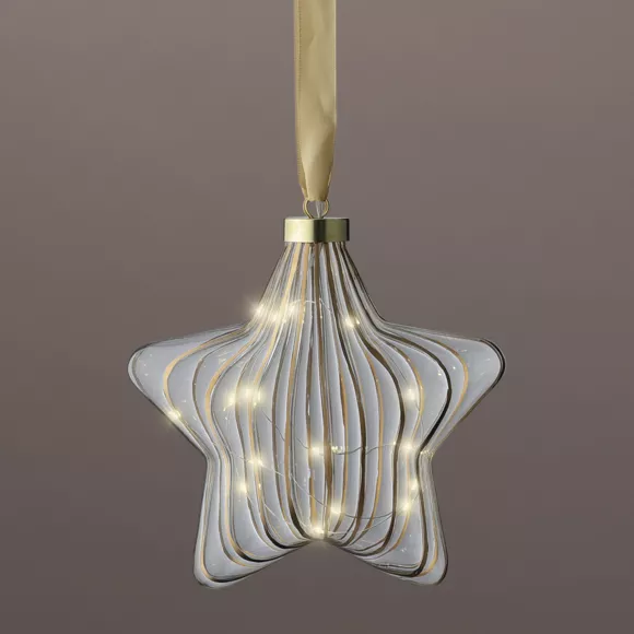 Lichtgevende ster op batterijen 15 LED (D20 cm) Vintage Goud/warm wit