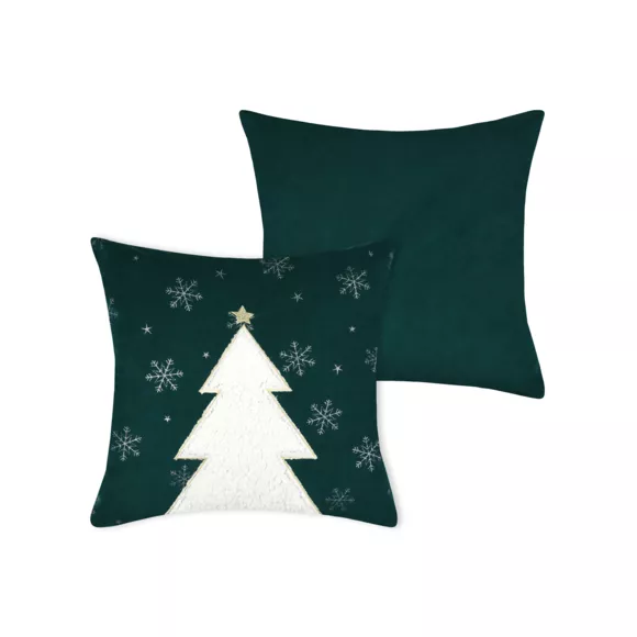 Kerst fluwelen kussen vierkant (45 x 45 cm) Harold Groen spar