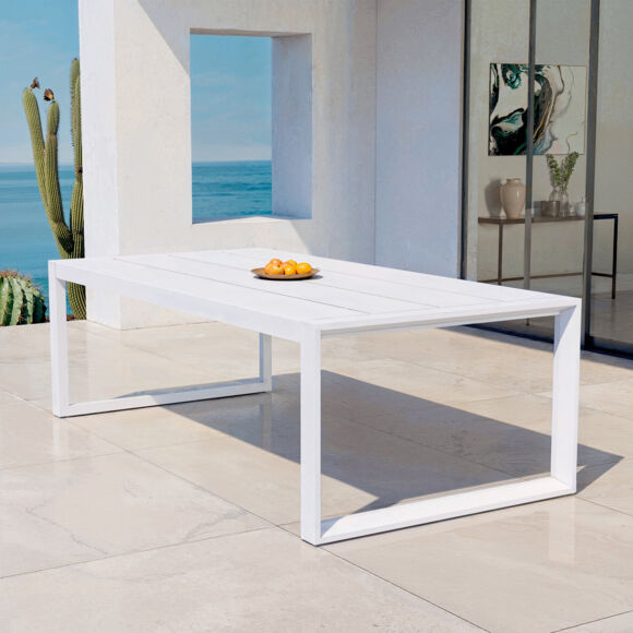 Table de jardin rectangulaire aluminium 10 places (240 x 118 cm) Elba - Blanc