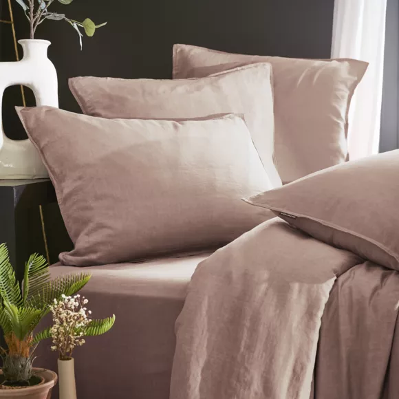Hoeslaken gewassen TENCEL™ Lyocell (160 x 200 cm) Olivia Poederroze