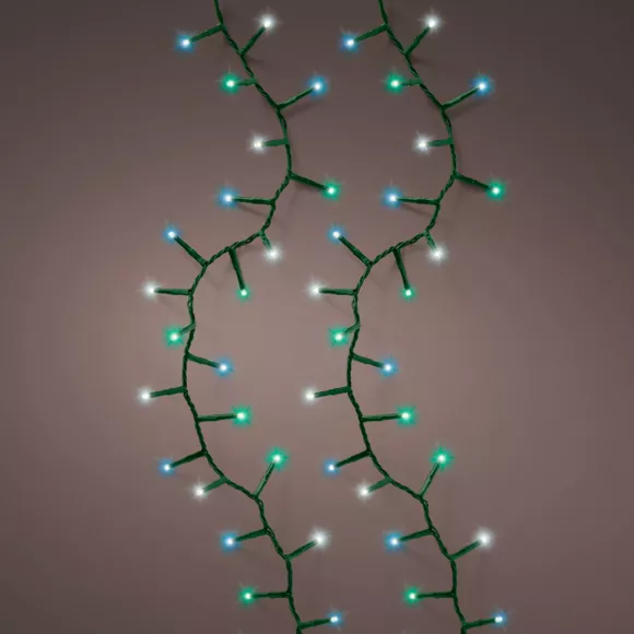 Guirlande lumineuse 34 m 1500 LED câble vert Luxe Tricolore Vert/Bleu/Blanc