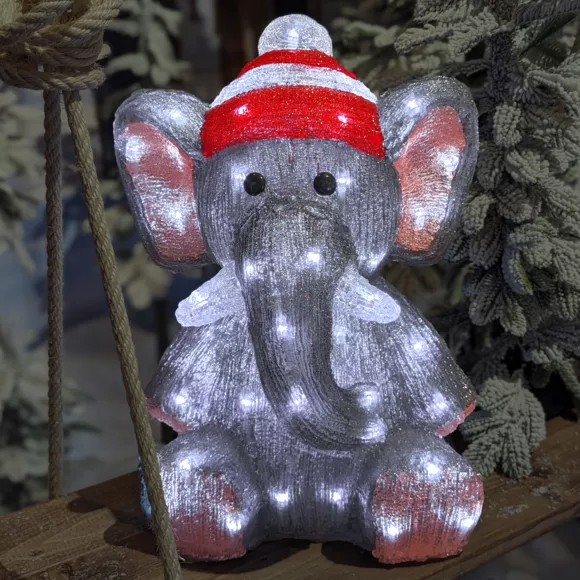 Lichtgevende Olifant 70 LED (H46 cm) Lulu Koud Wit
