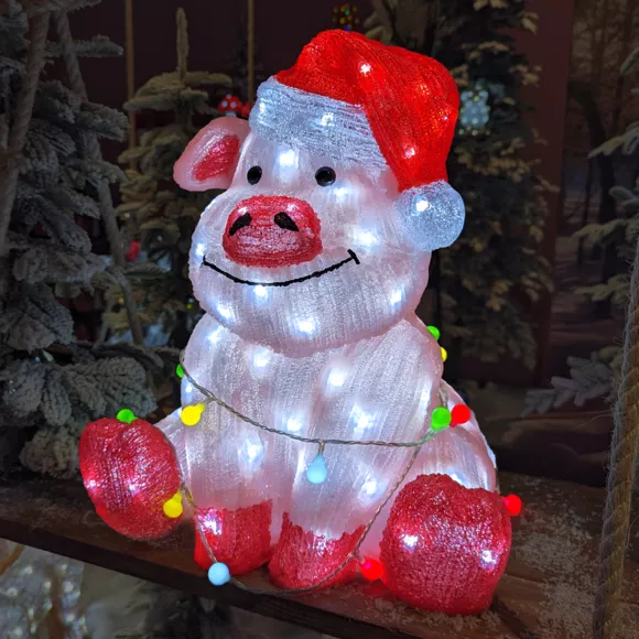 Maialino luminoso 100 LED (H41 cm) Baby Gaston Multicolore