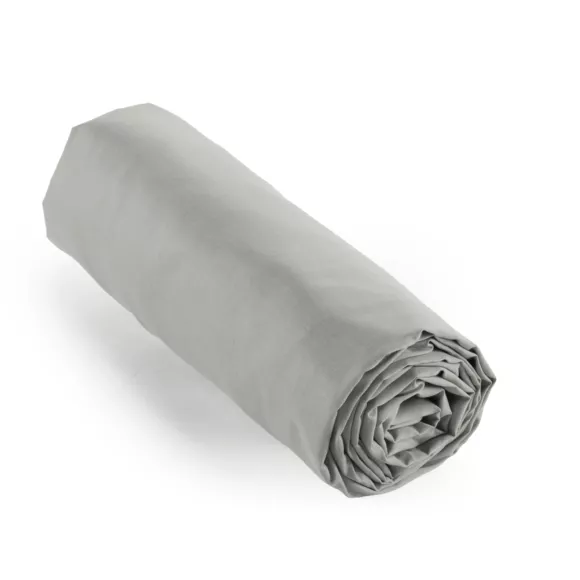 Drap housse percale de coton (90 x 200 cm) Cali Gris clair