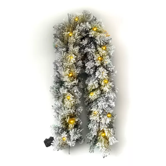 Guirlande de sapin lumineuse (180 cm - D25) Edmonton Vert enneigé et blanc chaud