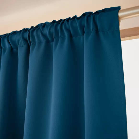 Rideau obscurcissant thermique galon fronceur (140 x 240 cm) Calore Bleu pétrole