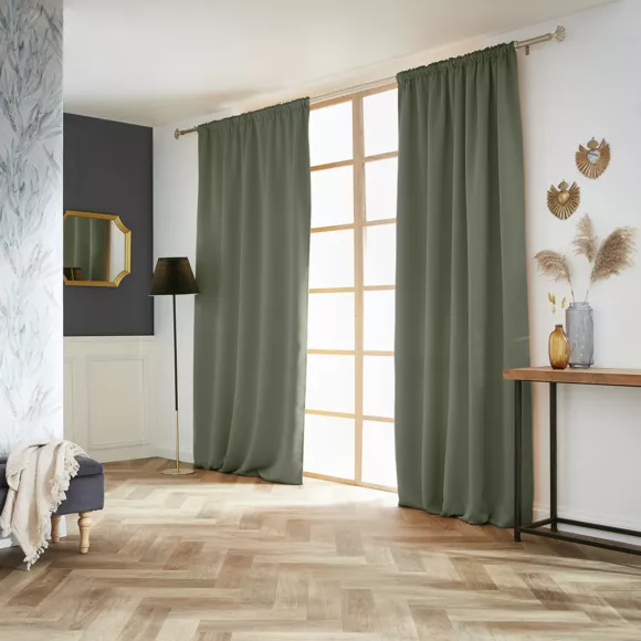 Verduisterend gordijn met rimpelband (140 x 260 cm) Dark Kaki Groen