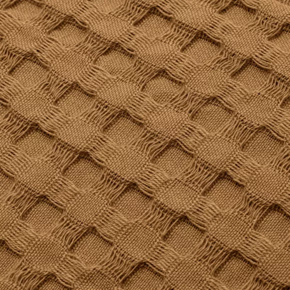 Rechthoekige kussenhoes katoen honingraat (30 x 50 cm) Maya Camel