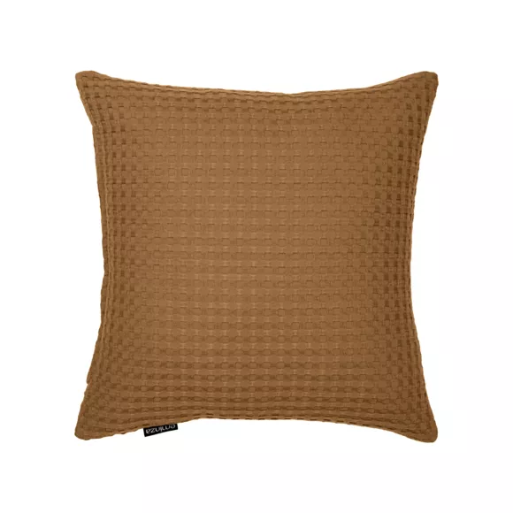 Housse de coussin carrée coton nid d'abeille (40 x 40 cm) Maya Camel