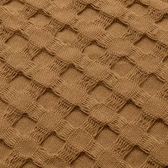 Housse de coussin carrée coton nid d'abeille (40 x 40 cm) Maya Camel