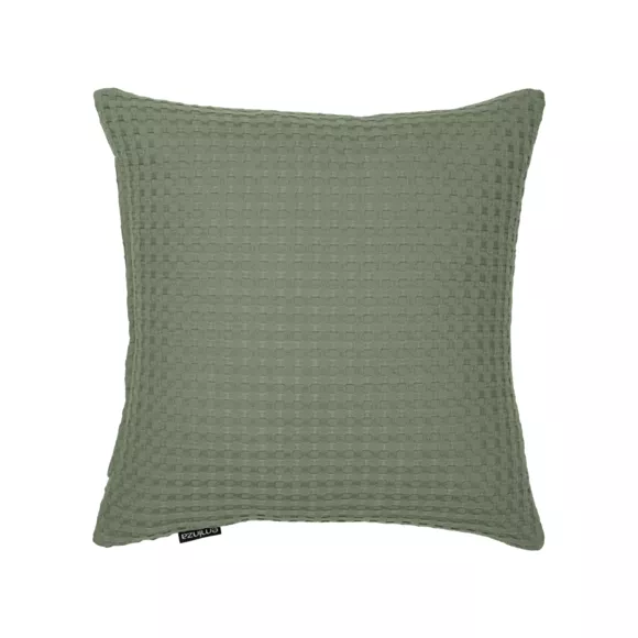 Housse de coussin carrée coton nid d'abeille (40 x 40 cm) Maya Vert romarin