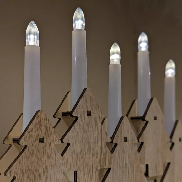 Décor lumineux à piles 5 LED (H21 cm) Sapins bougies Blanc chaud