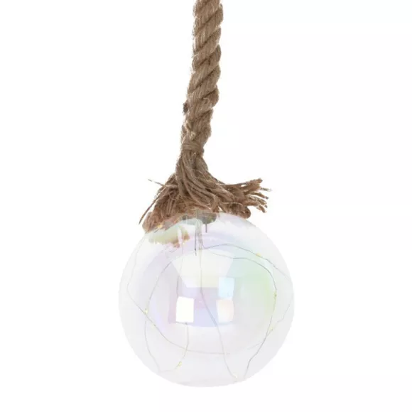 Suspension lumineuse à piles 19 LED (D12 cm) Boule brillante Blanc chaud