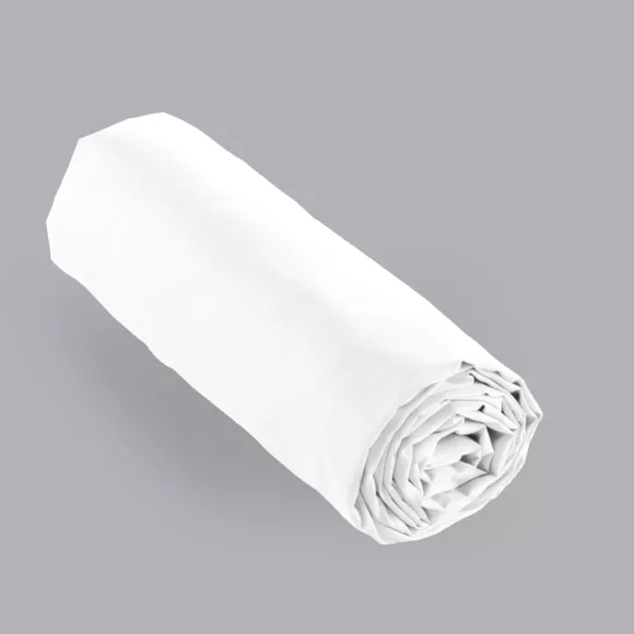 Sábana bajera en percal de algodón  (90 cm) Cali Blanco