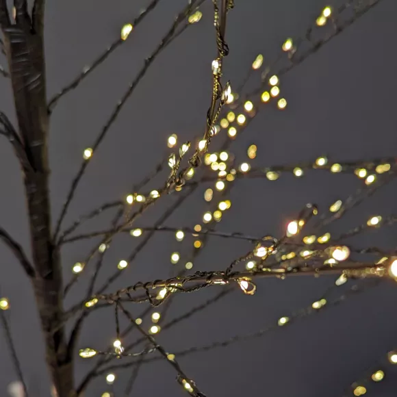 Árbol luminoso 720 LED (H180 cm) Holly Plátano Negro y blanco cálido