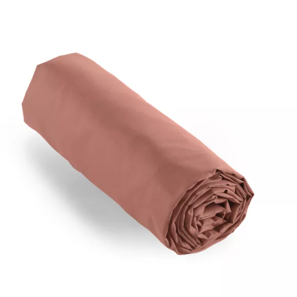 Drap housse percale de coton (160 x 200 cm) Cali Bois de rose
