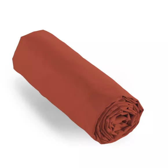 Drap housse percale de coton (140 x 200 cm) Cali Terracotta