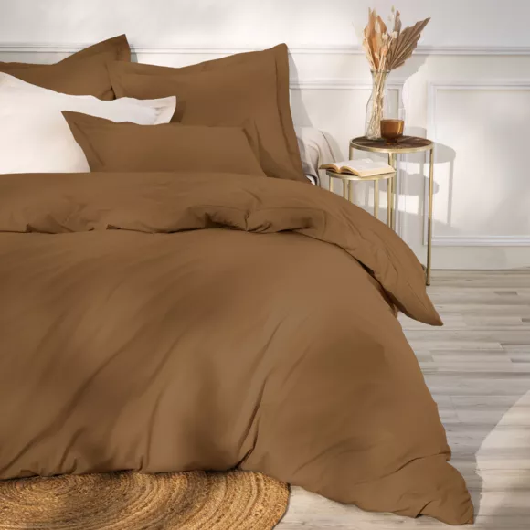 Drap plat percale de coton (180 x 290 cm) Cali Cappuccino