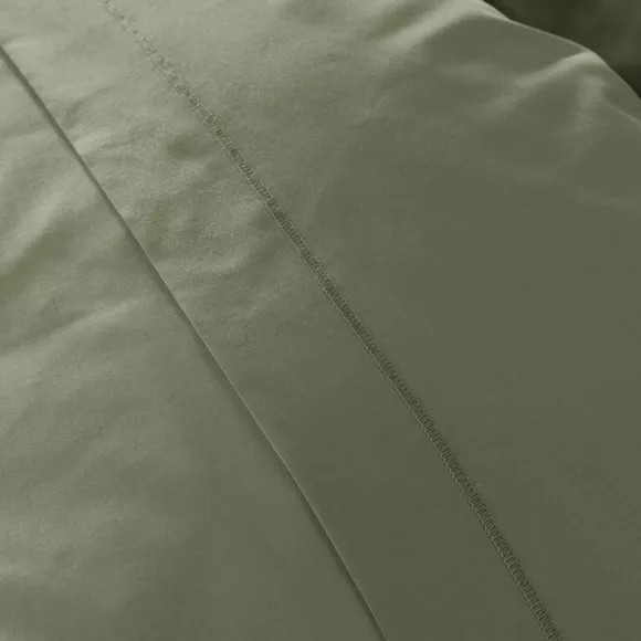Funda de almohada rectangular en percal de algodón (80 cm) Cali Verde romero
