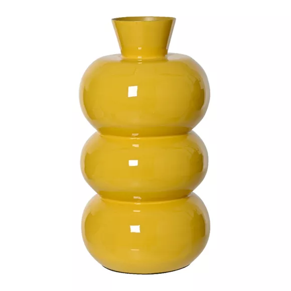 Vase en métal émaillé fait main (H33 cm) Serena Jaune brillant