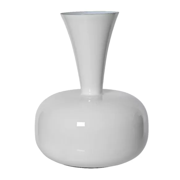 Handgemaakte geëmailleerde metalen vaas (H23 cm) Cléa Glanzend Wit