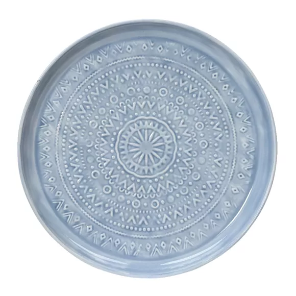 Beistelltisch rund (H43 cm) Tablett emailliert Blau