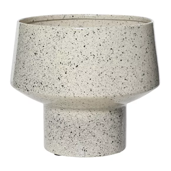 Cache-pot en métal (H16 cm) Terrazzo Ivoire